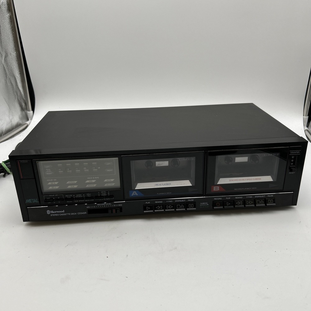 Sherwood CD345R Stereo Cassette Deck is a vintage 1980s